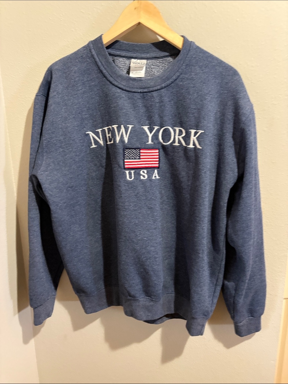 Embroidered New York USA Navy Crewneck Sweatshirt